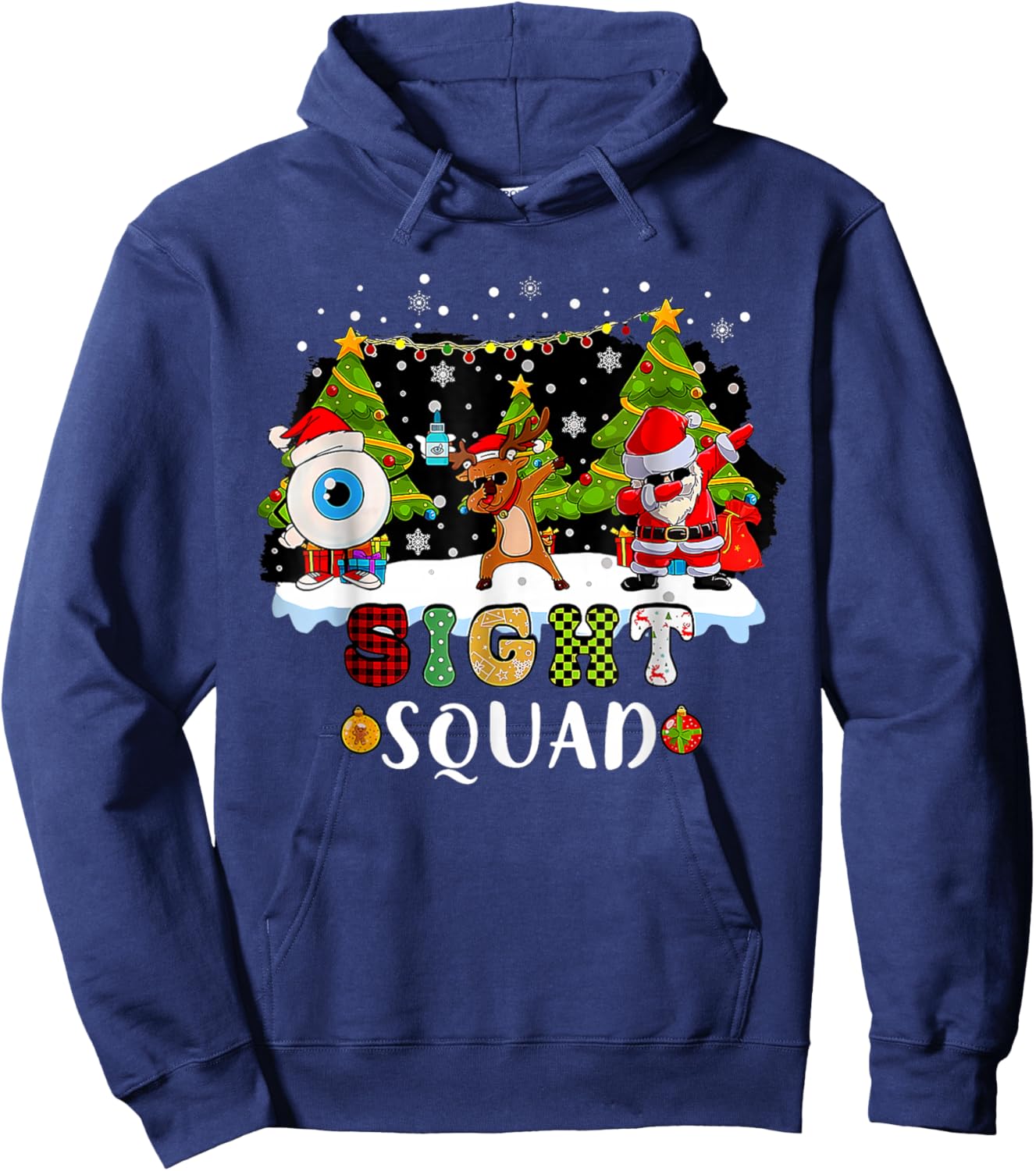 Christmas Sight Squad Santa Reindeer Dabbing Optometrist Hoodie - Hoodie | Navy