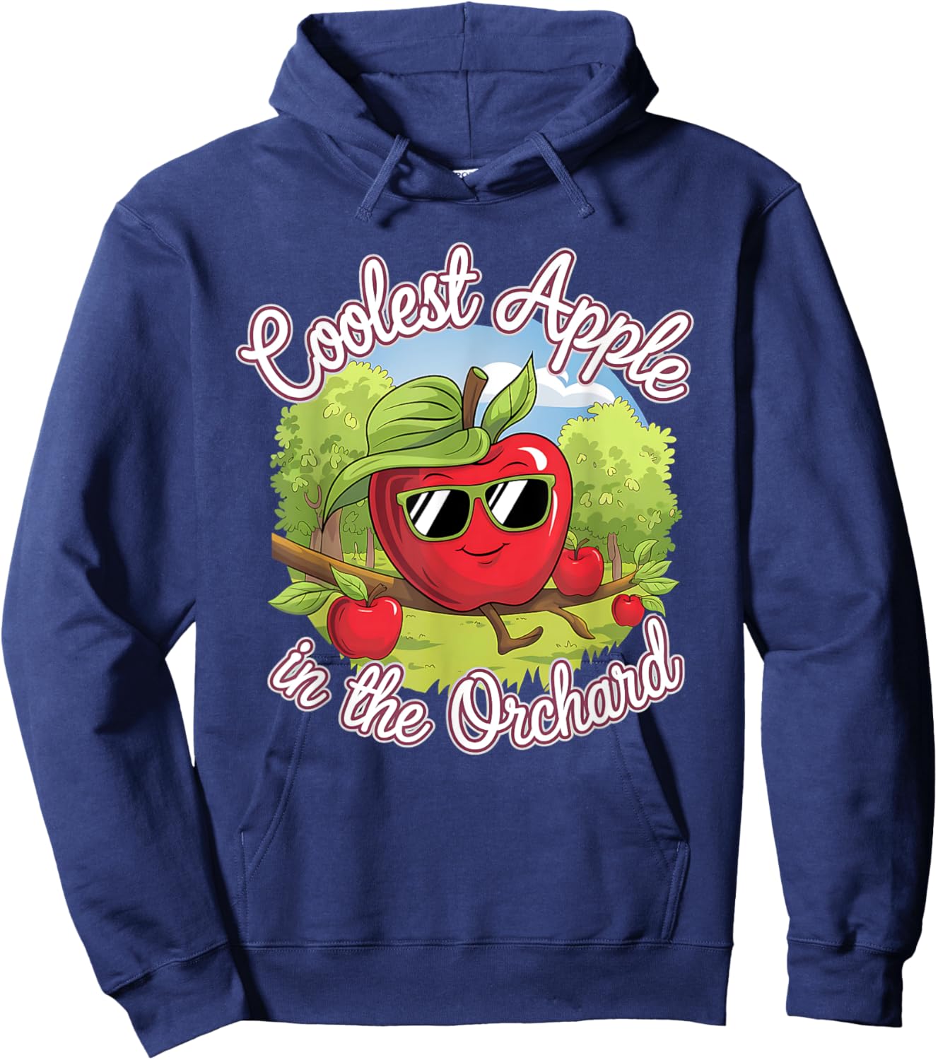 Retro Coolest Apple in the Orchard | Apple Picking Season Hoodie - Hoodie | Navy