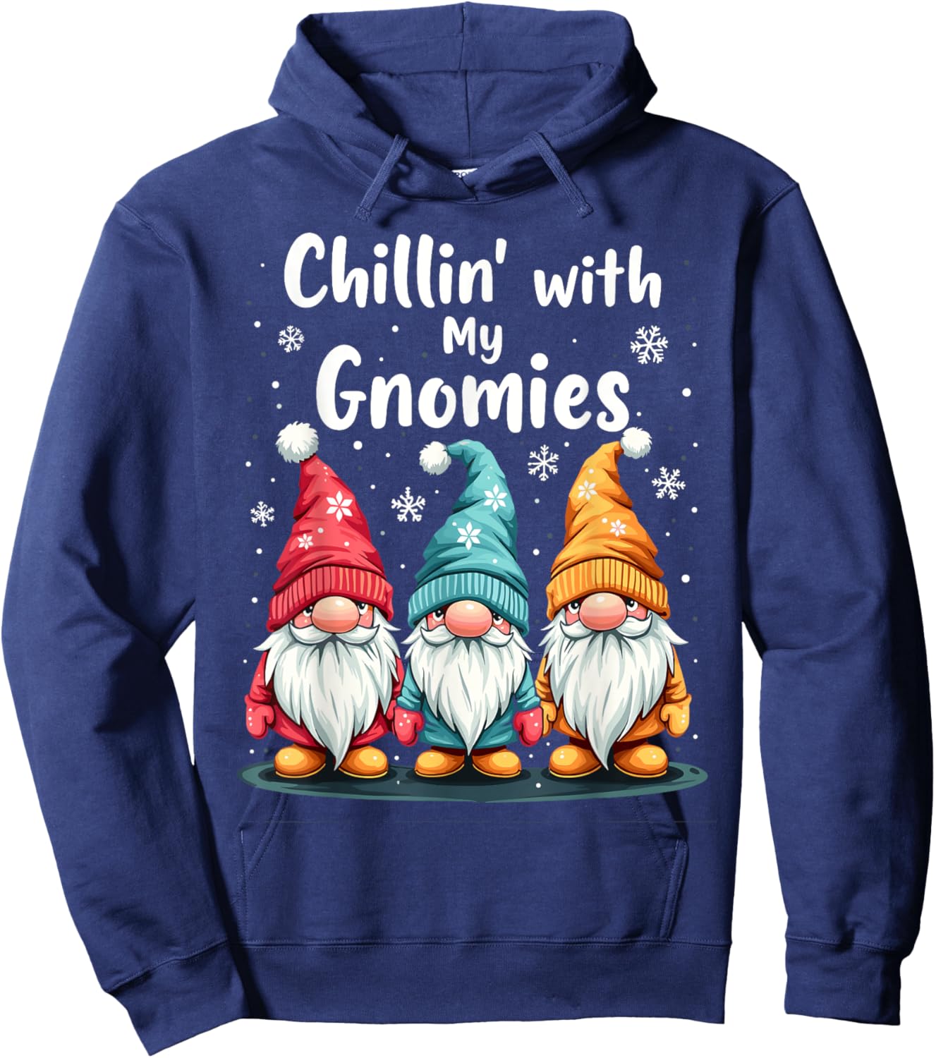 Chillin' with My Gnomies – Fun Winter Gnome Design Hoodie - Hoodie | Navy