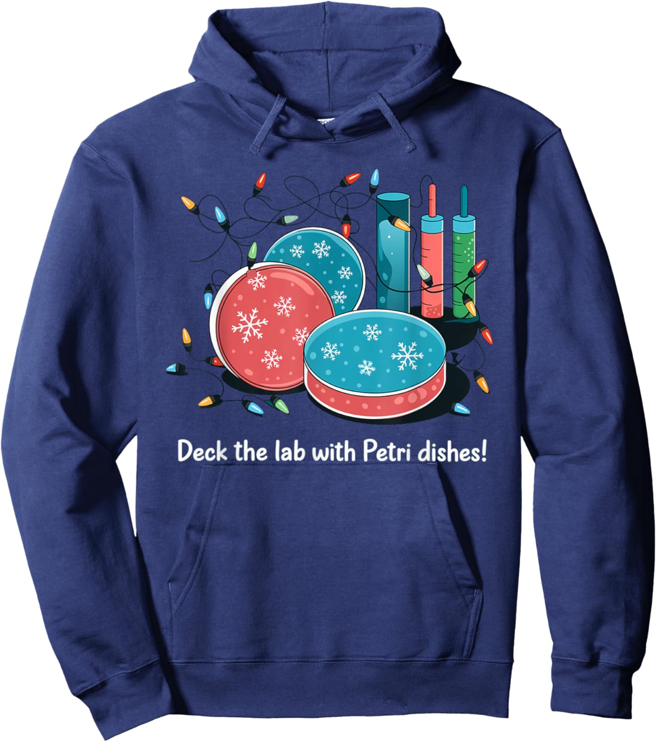Deck the lab with petri dishes, microbiology christmas Hoodie - Hoodie | Navy
