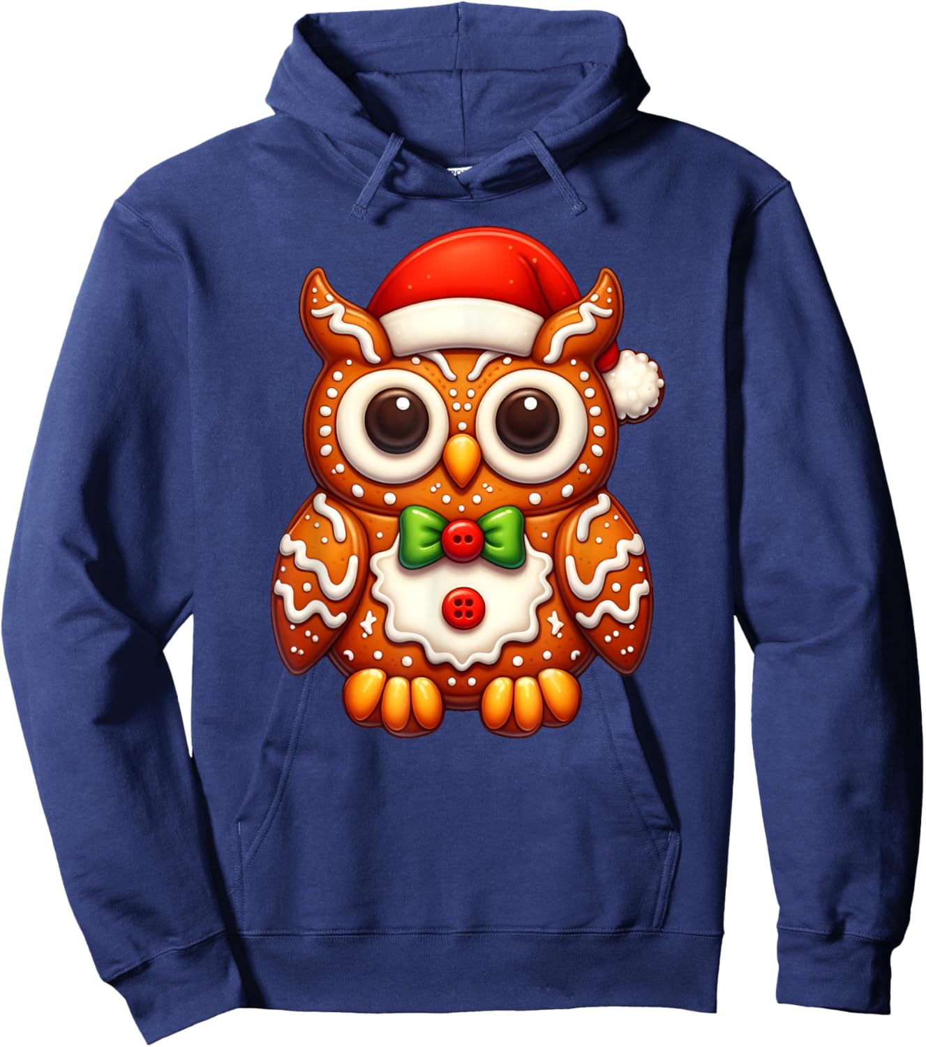 Funny Gingerbread Man Owl Christmas Kids Hoodie - Hoodie | Navy