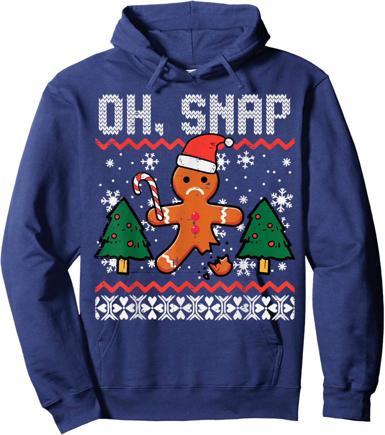 Christmas Gingerbread Broken Oh Snap Ugly Xmas Men Women Kid Hoodie - Hoodie | Navy