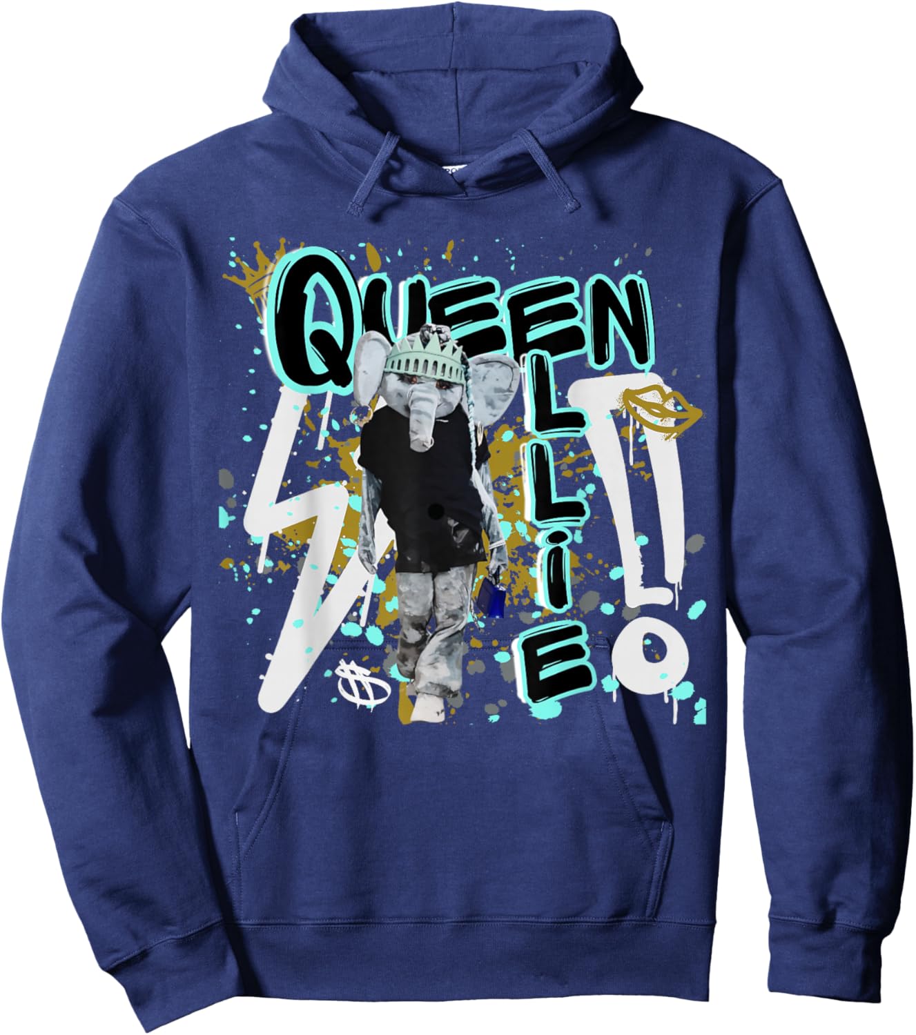 Big Ellie Liberty NY Mascot Graffiti Hoodie - Hoodie | Navy