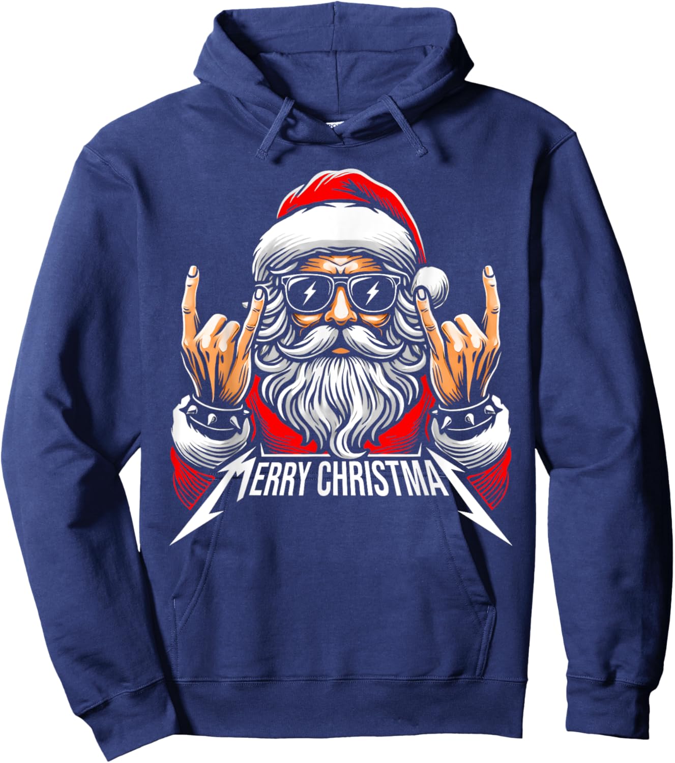 Merry Christmas Red Santa Face Hat Xmas Match Family Funny Hoodie - Hoodie | Navy