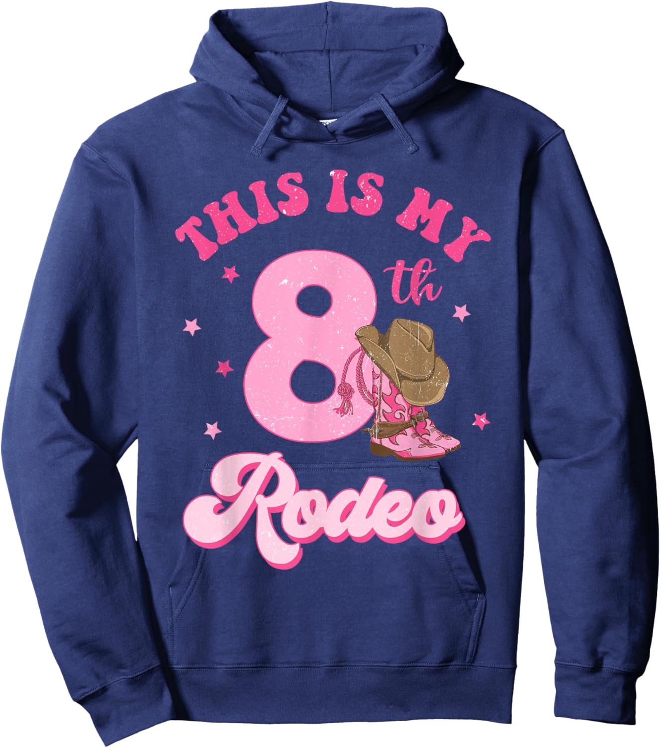 This Is My 8th Rodeo Western Cowgirl 8 Year Old Birthday Hoodie - Hoodie | Navy