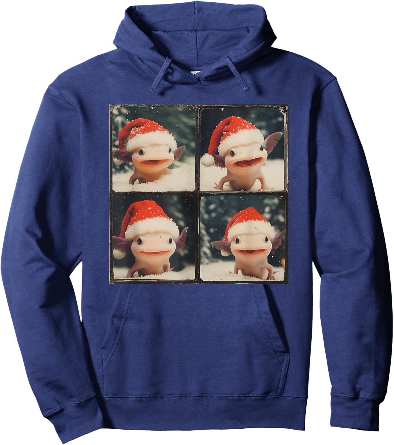 Baby Salamander Happy Axolotl Christmas Hoodie - Hoodie | Navy