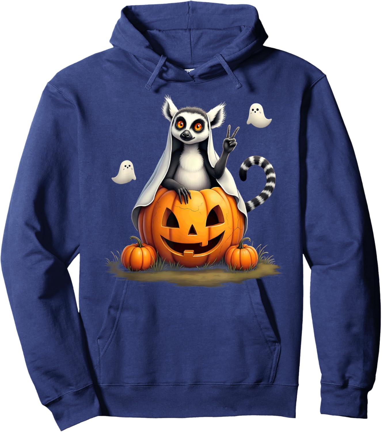 Pumpkin Boo Ghost Lemur Halloween Costume Hoodie - Hoodie | Navy