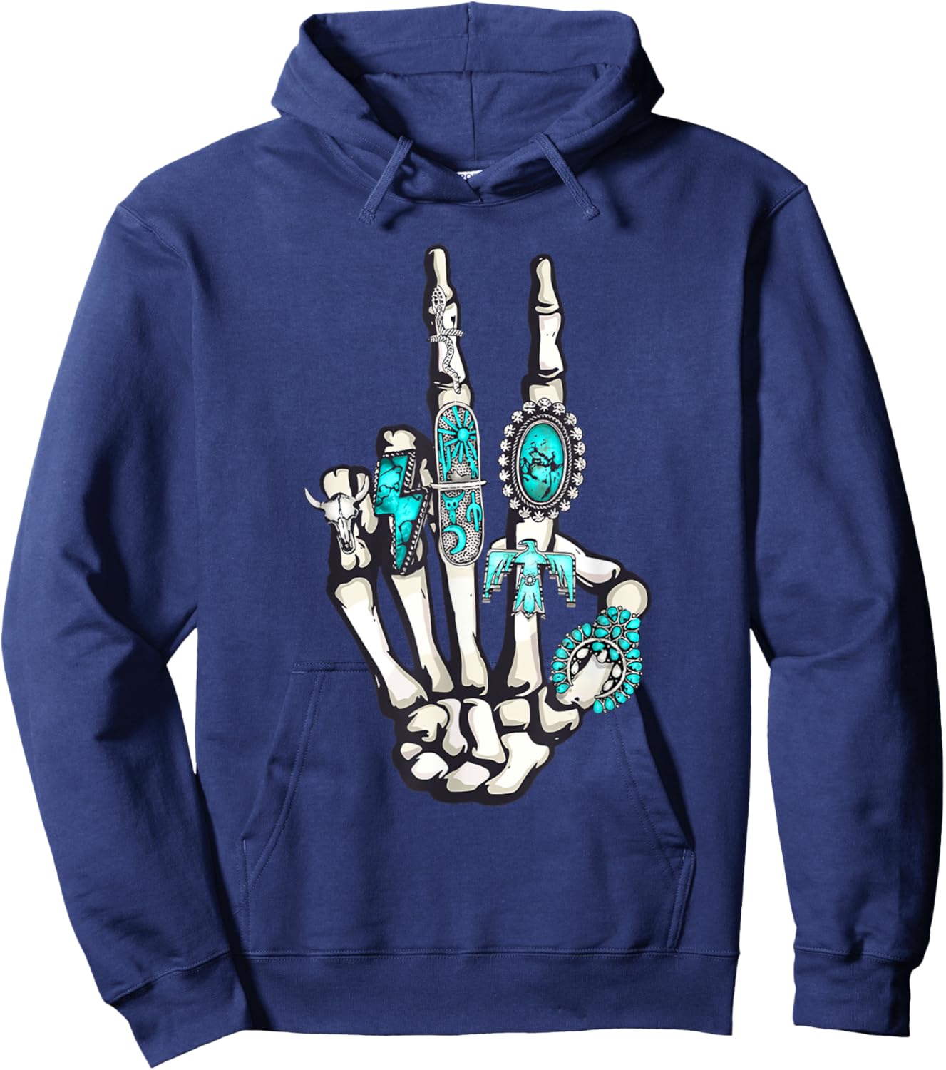 Concho Ring Skeleton Hoodie - Hoodie | Navy