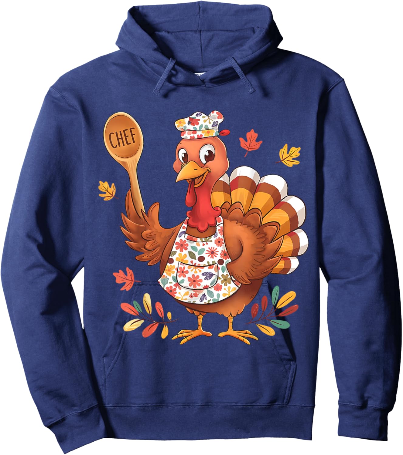 Funny Thanksgiving Chef Turkey Cute Fall Cooking Design Hoodie - Hoodie | Navy