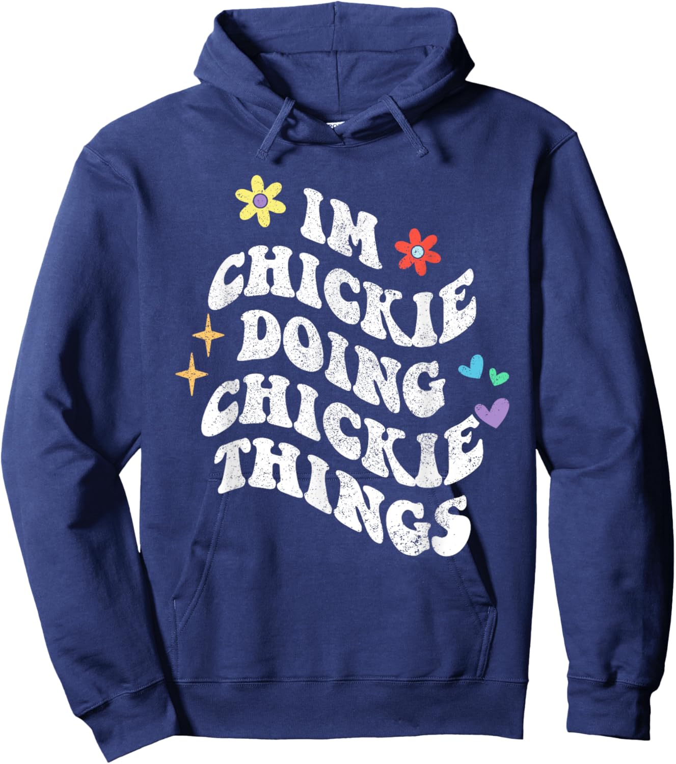 Personalized Name Mothers Day outfit Black Retro Groovy Im Chickie Doing Chickie Things Funny Mother's Hoodie - Hoodie | Navy