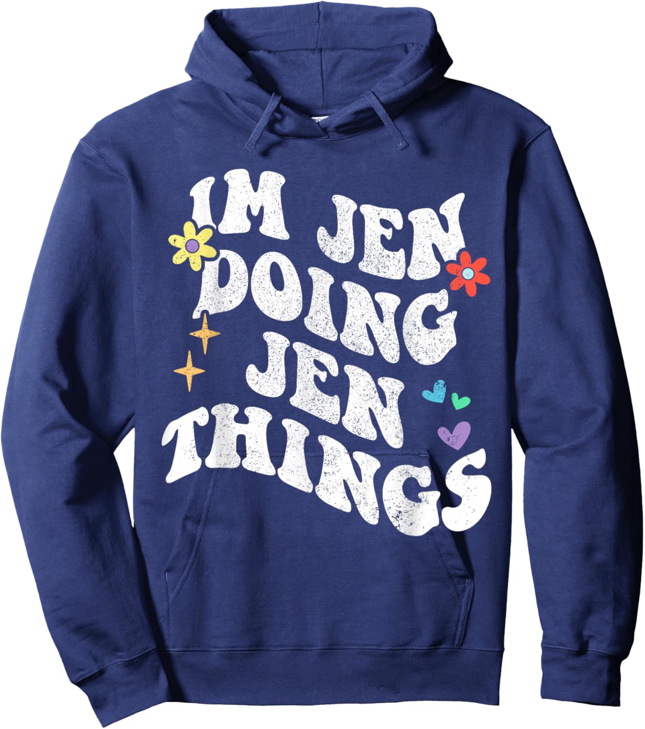 Retro Groovy Im Jen Doing Jen Things Funny Mother's Day Hoodie - Hoodie | Navy