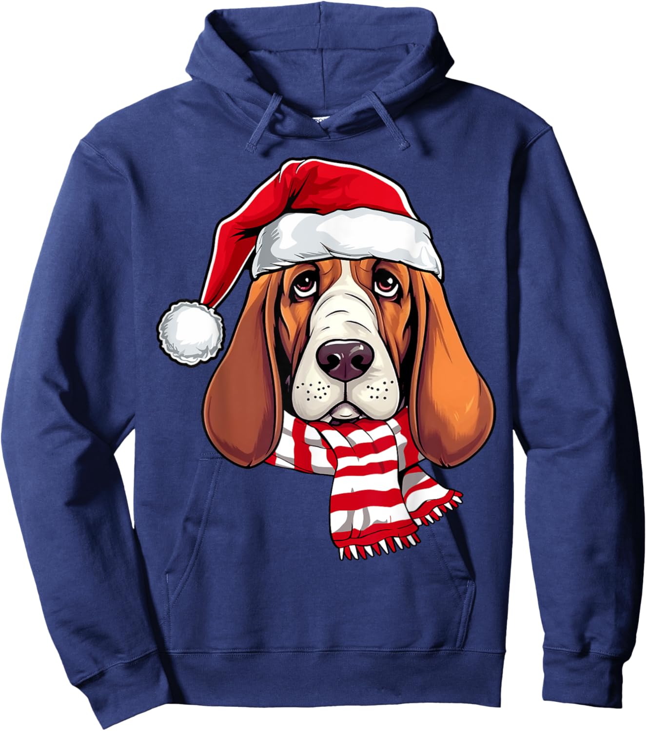 Santa Basset Hound Christmas Dog Lover Men Women Kids Hoodie - Hoodie | Navy