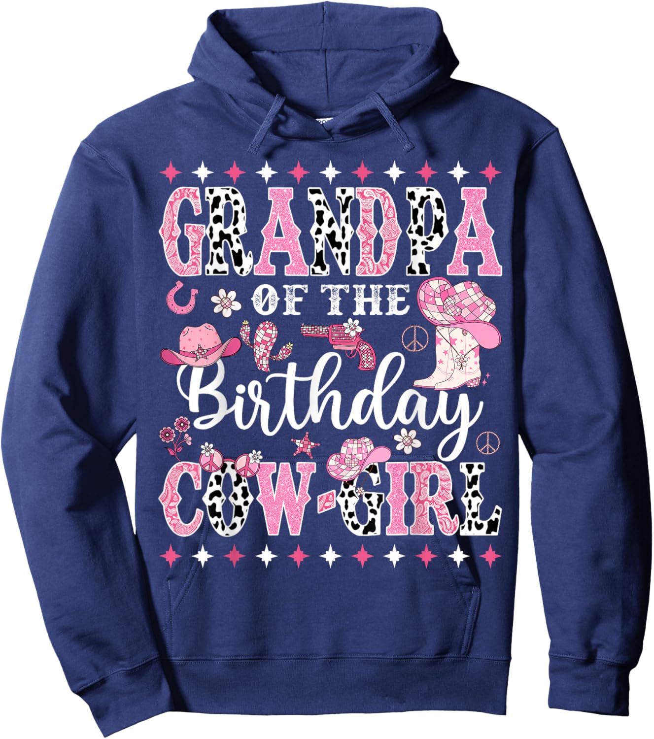 Grandpa Of The Birthday CowGirl Rodeo CowGirl Birthday Hoodie - Hoodie | Navy