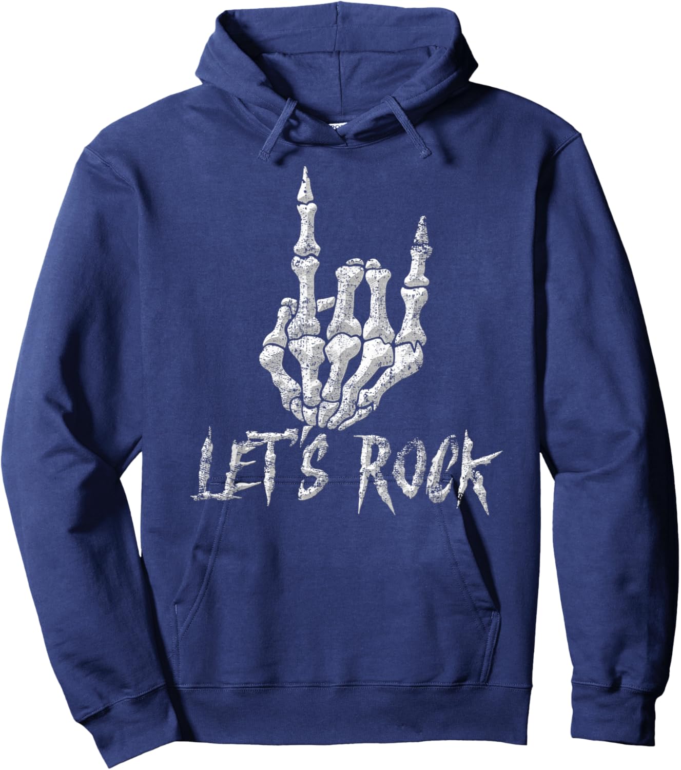 Rock Roll Band Skeleton Hand Guitar Rock Cool Men Women Boys Hoodie - Hoodie | Navy