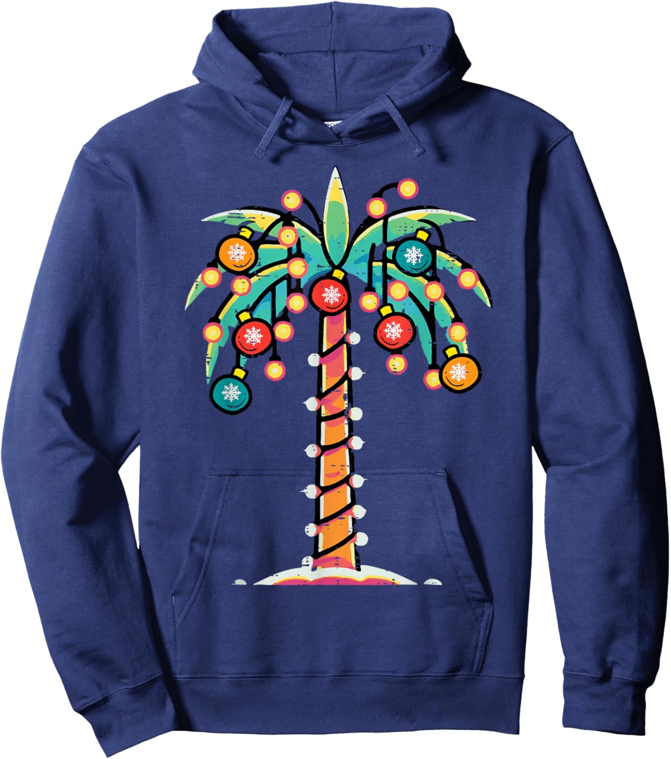 Palm Christmas Tree Xmas Beach Hawaii Tropical Men Women Kid Hoodie - Hoodie | Navy