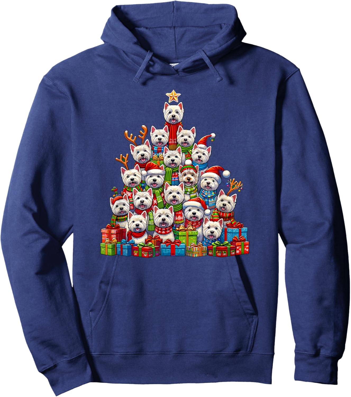 Christmas Tree West Highland White Terrier Westie Hoodie - Hoodie | Navy