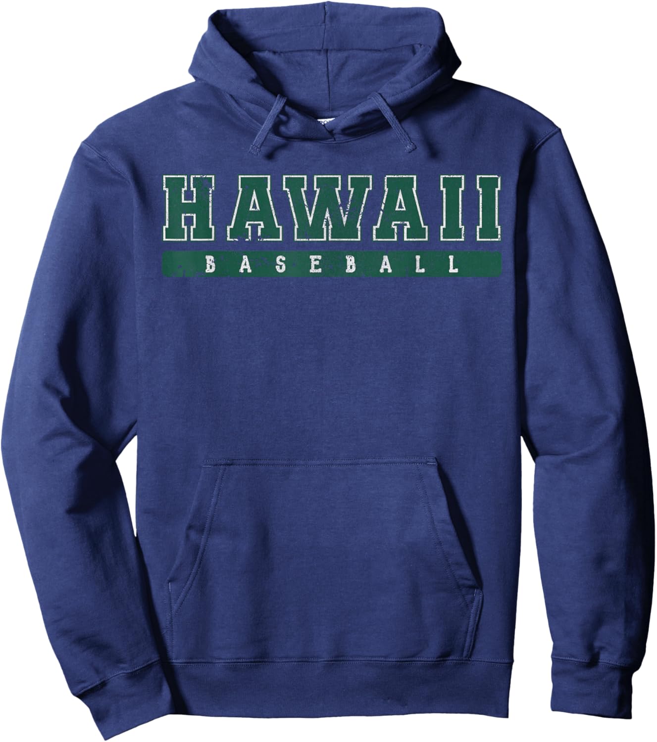 Hawaii Baseball Green Vintage Text Hoodie - Hoodie | Navy