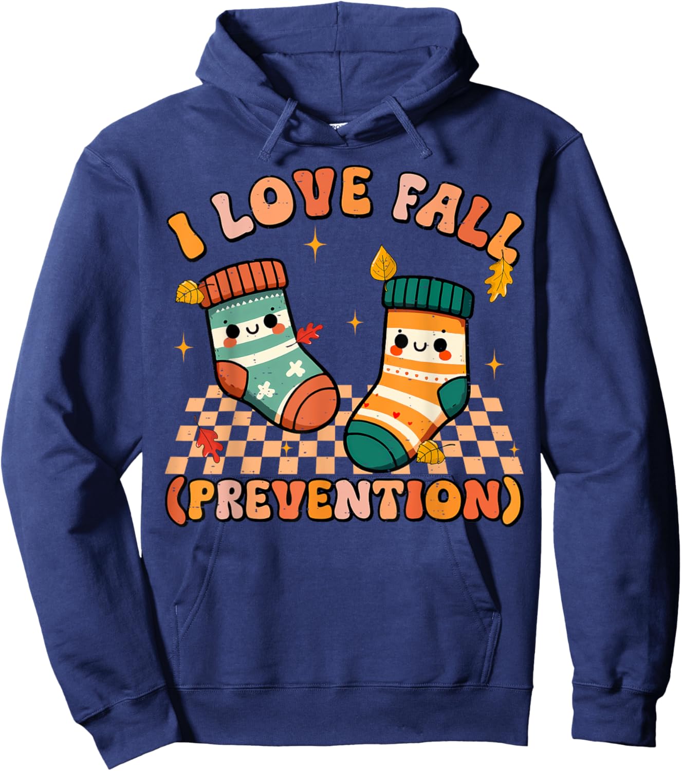 Groovy Retro I Love Fall Prevention Fall Physical Therapy Hoodie - Hoodie | Navy