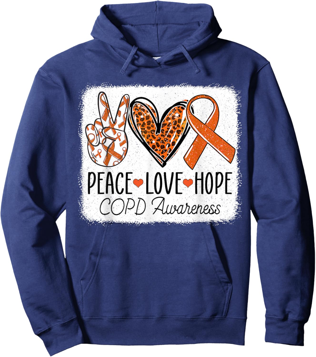 Peace Love Cure COPD Chronic Obstructive Pulmonary Disease Hoodie - Hoodie | Navy