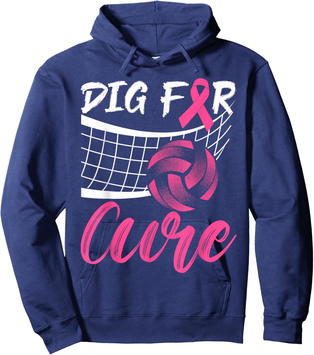 Dig For A Cure Breast Cancer Pink Ribbon Volleyball Women Hoodie - Hoodie | Navy