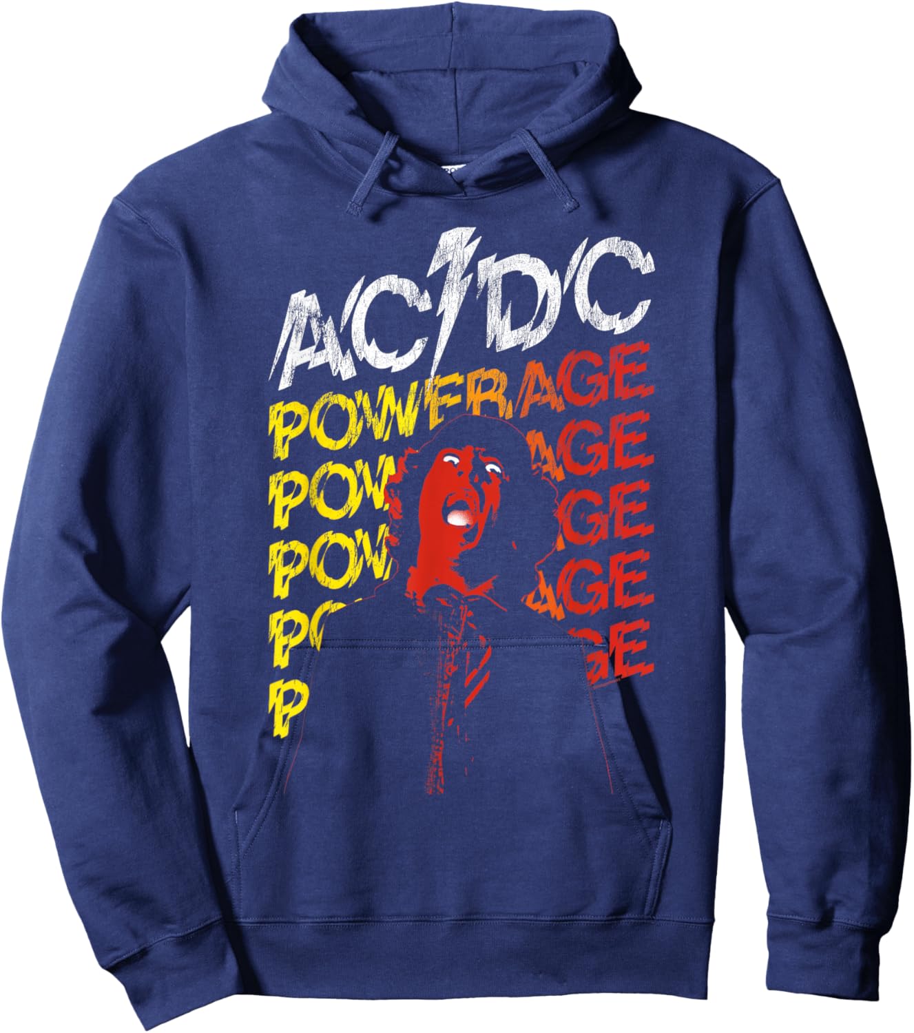 AC/DC Powerage Angus Black Small Classic Fit Short Sleeve Classic Rock Fans, AC/DC Fans, Men, Women Hoodie - Hoodie | Navy
