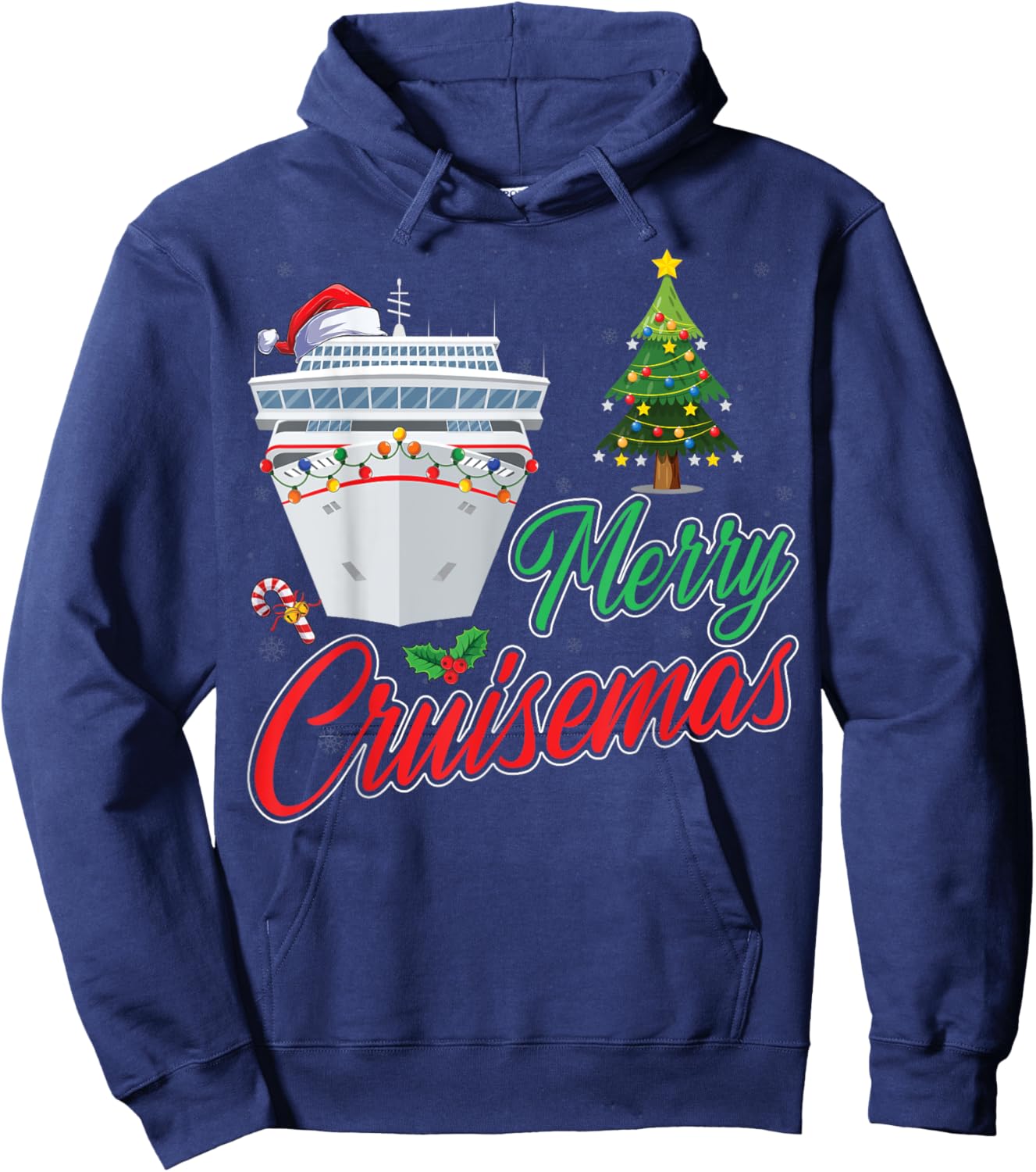 Merry Cruisemas Christmas Tree Xmas Lighting Cruise Ship Hoodie - Hoodie | Navy
