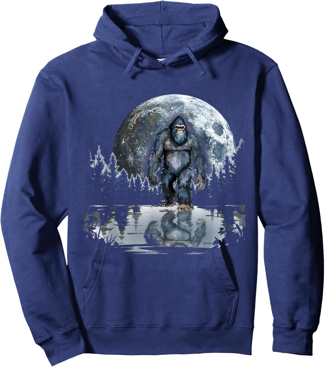 Bigfoot Sasquatch Full Moon In The Forest Women Kids Hoodie - Hoodie | Navy