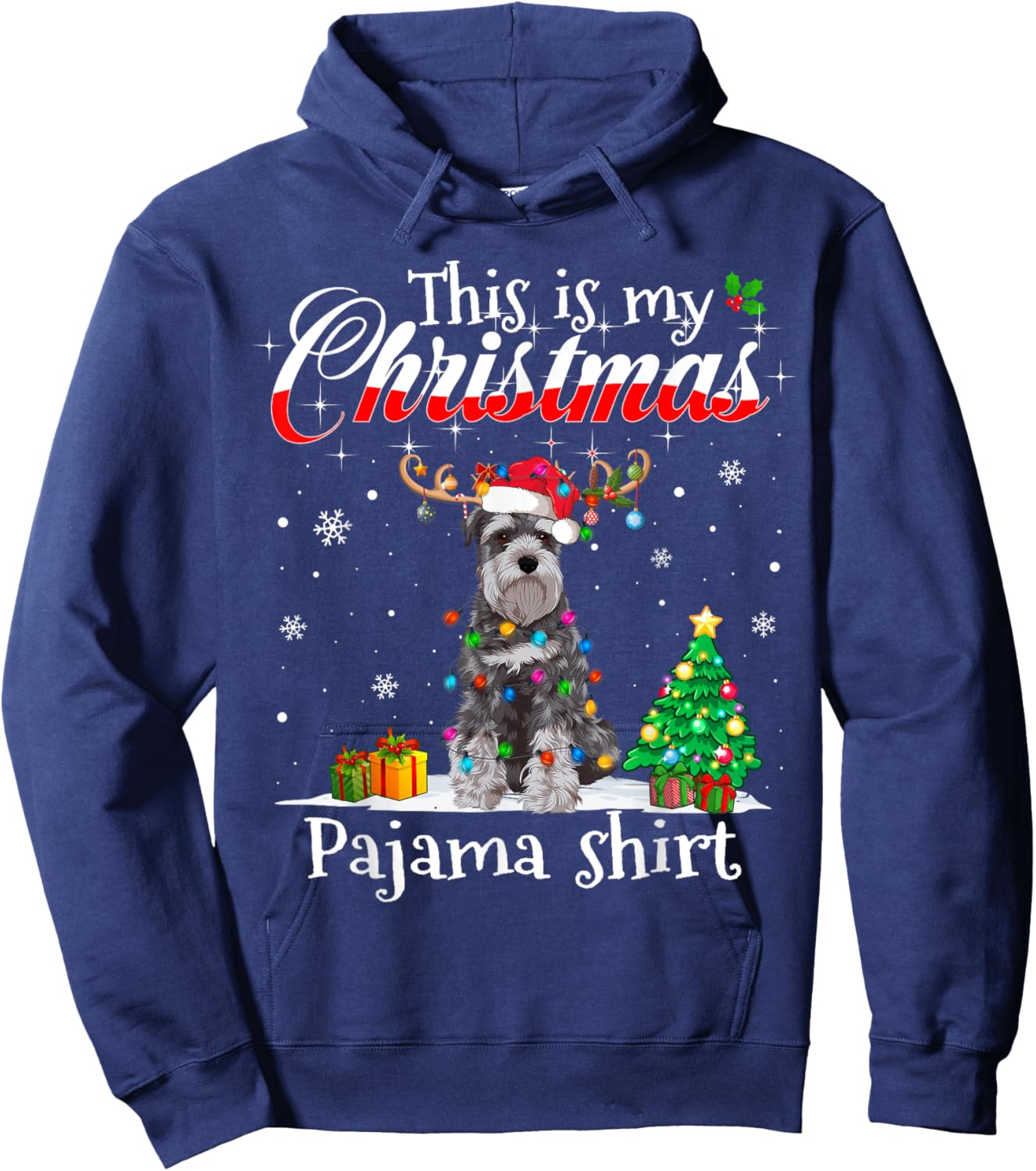 This Is My Christmas Pajama Schnauzer Lover Dog Men Women Kids Hoodie - Hoodie | Navy