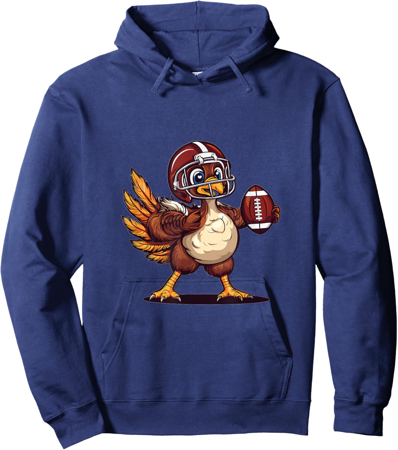 Thanksgiving Football Turkey Graphic Hoodie - Hoodie | Navy