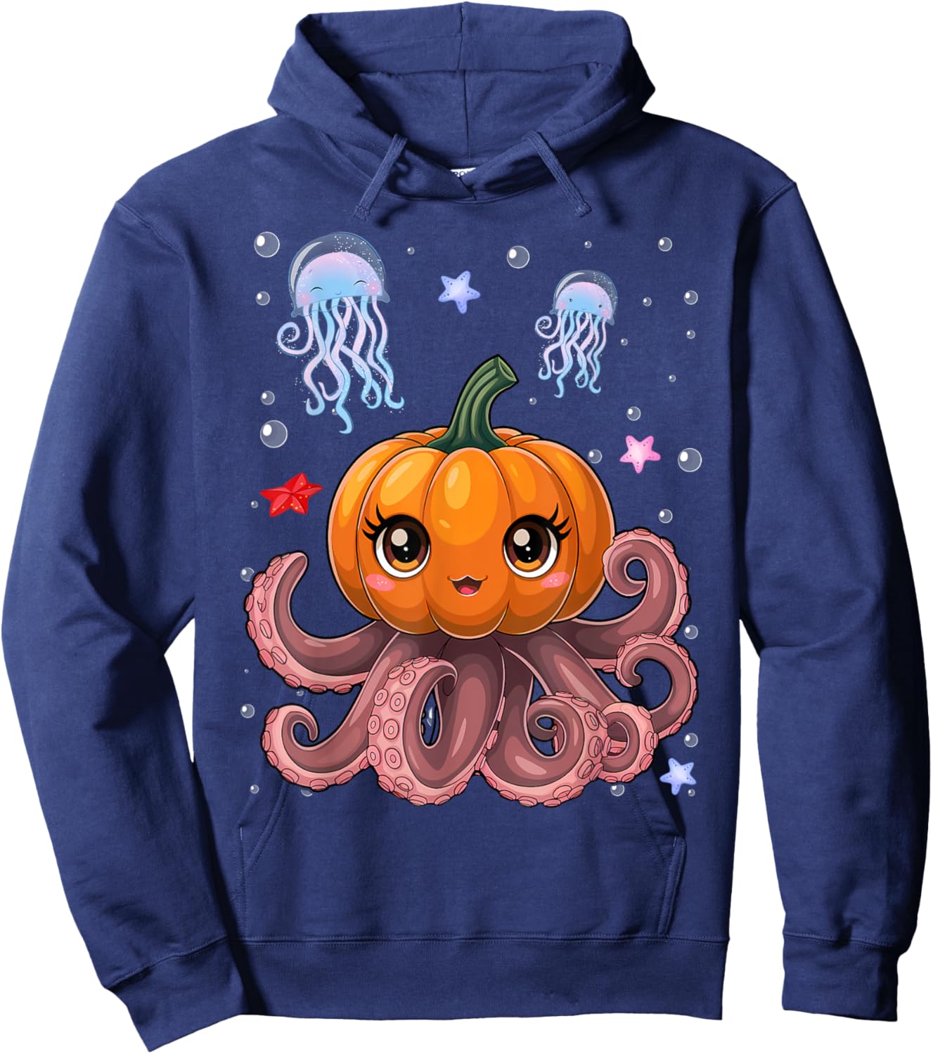 Vintage Octopus Pumpkin Lazy Halloween Party Costume Kids Hoodie - Hoodie | Navy