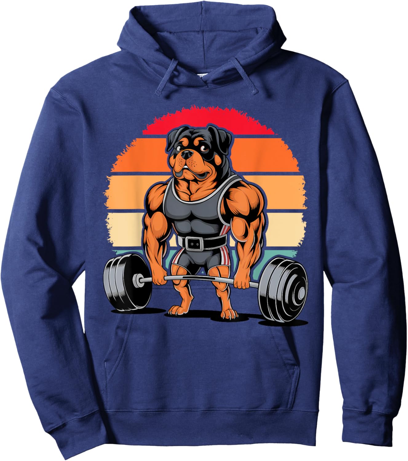 Muscle Rottweiler Dog Deadlifting Gym Weightlifting Workout Hoodie - Hoodie | Navy