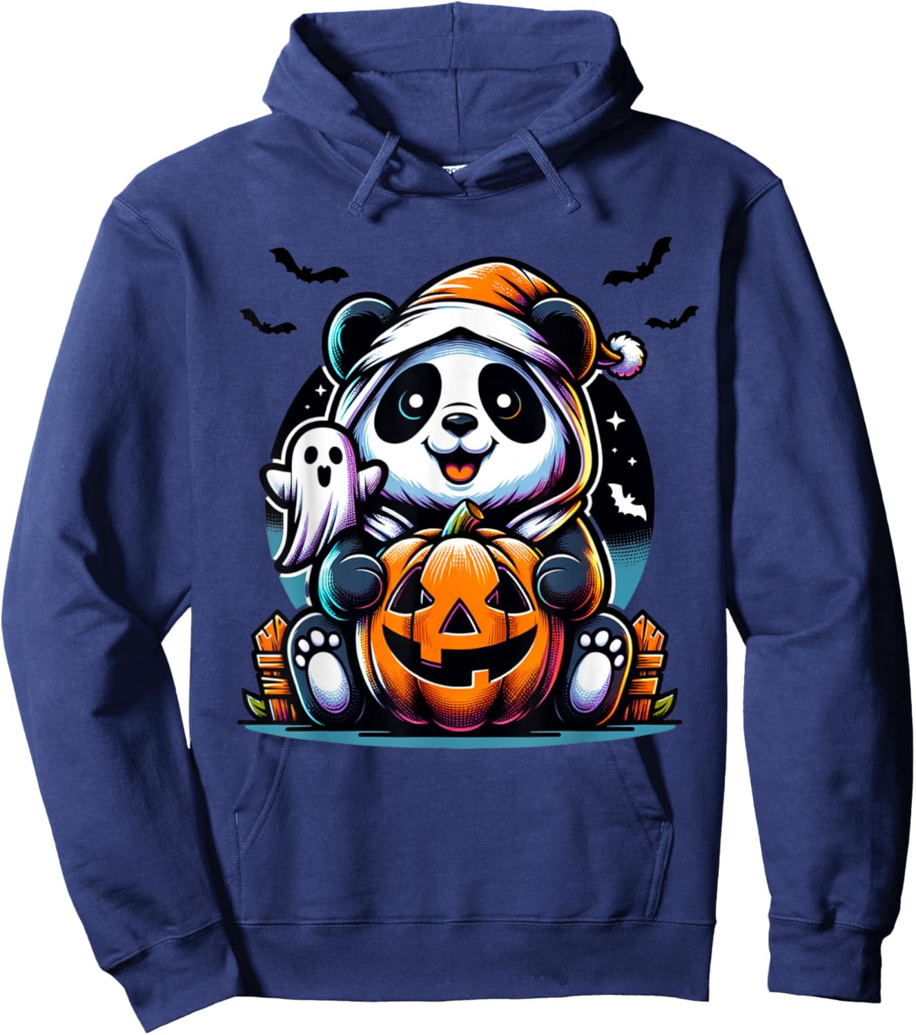 Happy Spooky Panda Ghost Halloween Costume Funny Horror Hoodie - Hoodie | Navy
