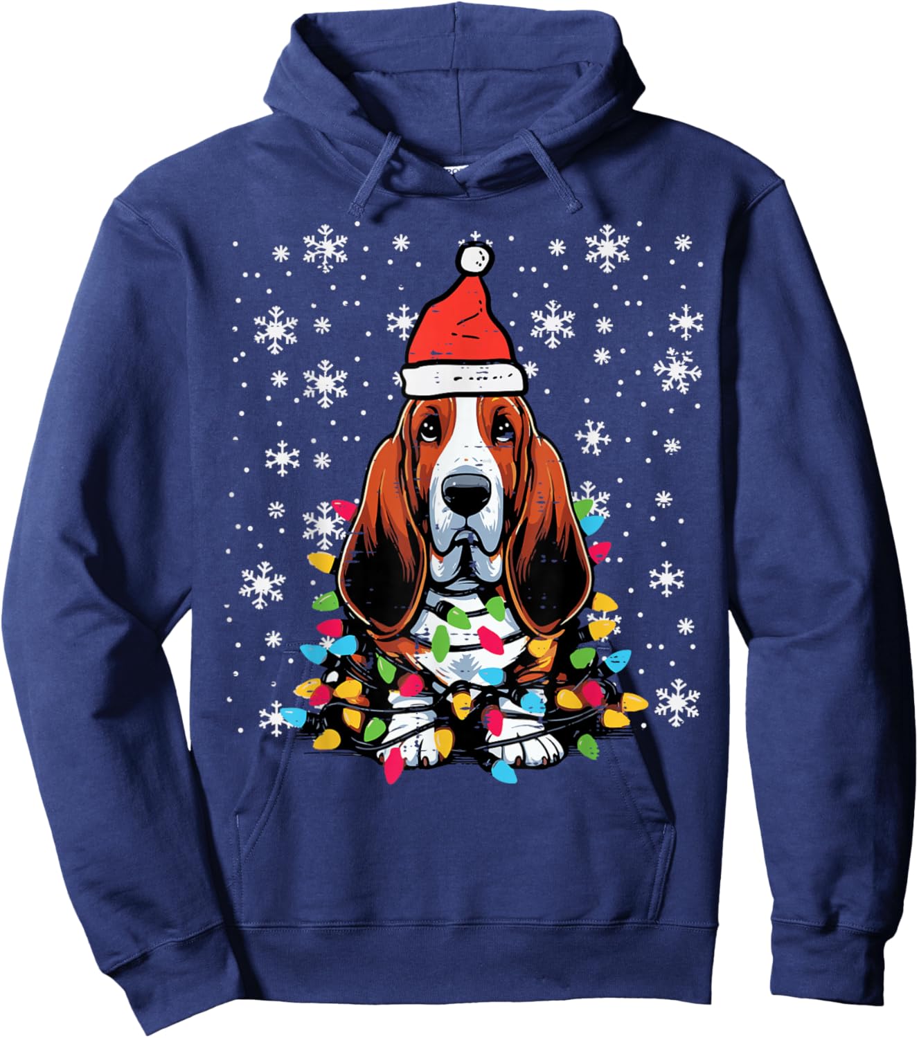 Christmas Basset Hound Cute Xmas Dog Owner Men Women Kids Hoodie - Hoodie | Navy