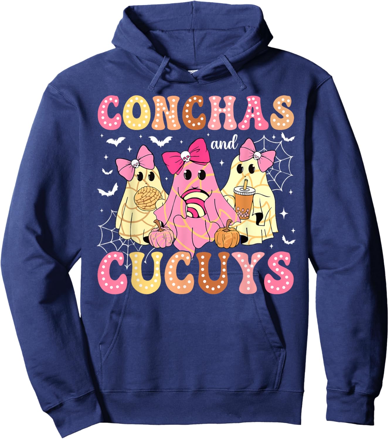 Cute Conchas And Cucuys Ghost Funny Halloween Mexican Ghost Hoodie - Hoodie | Navy