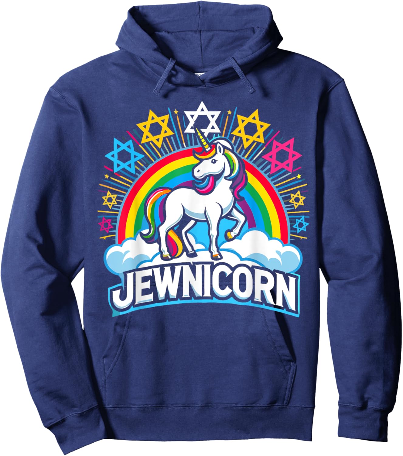 Hanukkah Funny Jewnicorn Jewish Unicorn Hoodie - Hoodie | Navy