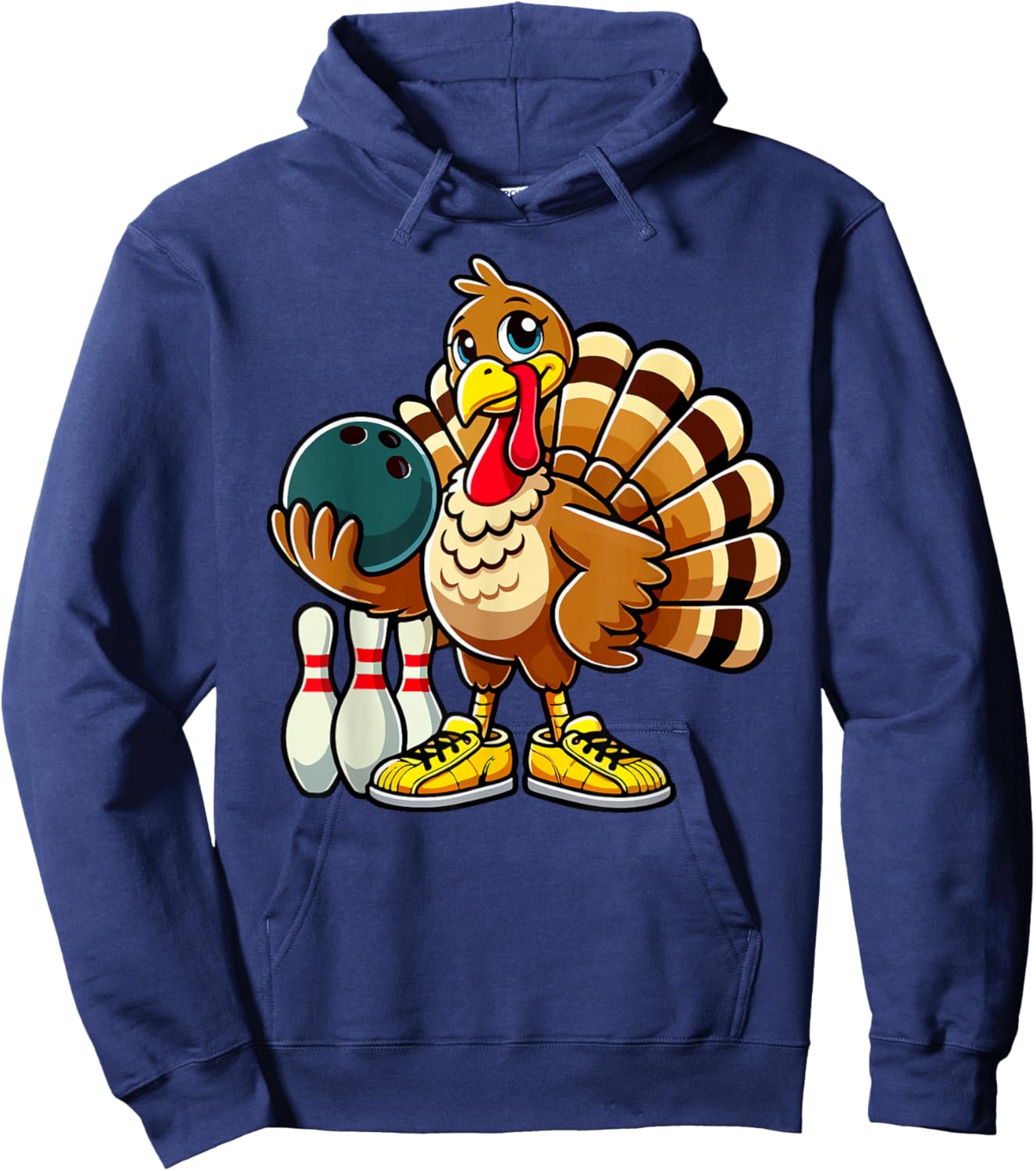 Thanksgiving Bowling Shirt Men Women Funny Turkey Bowling Hoodie - Hoodie | Navy