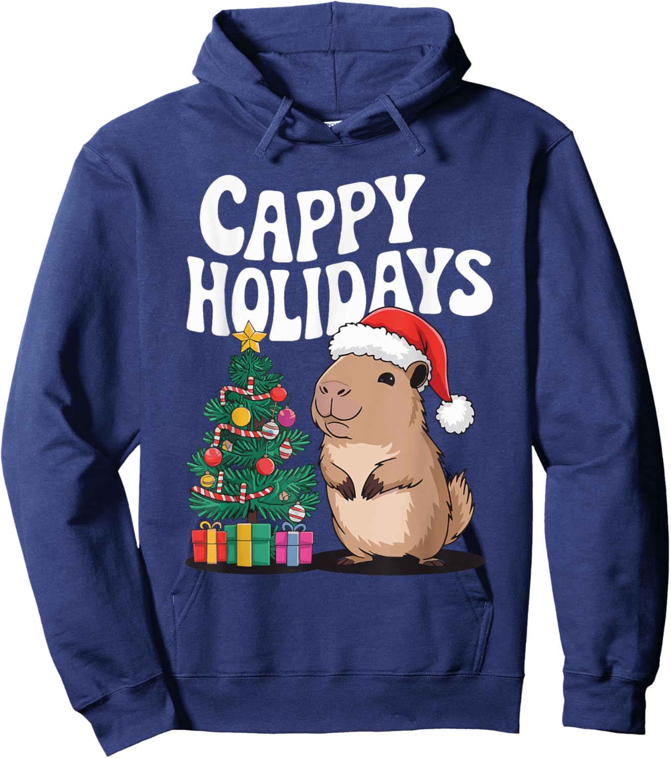 Cappy Holidays Capybara Christmas Hoodie - Hoodie | Navy