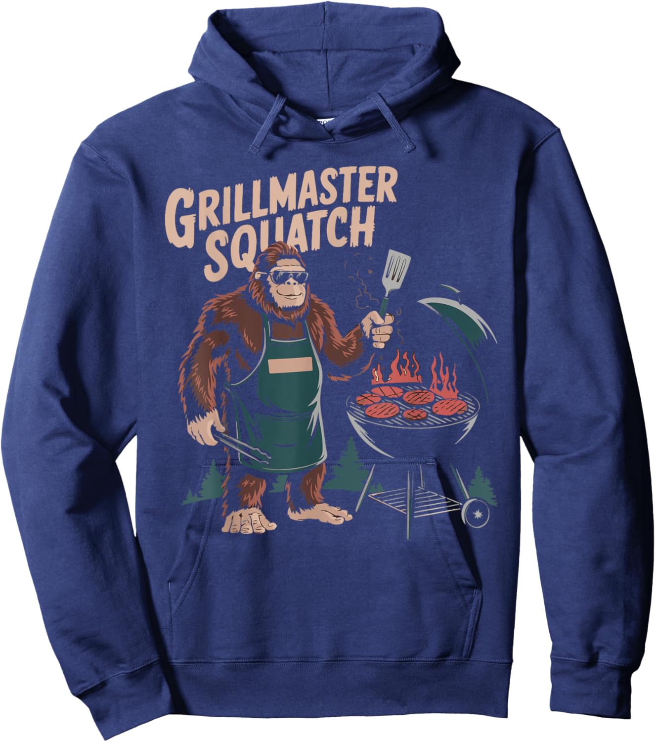 Grillmaster Sasquatch BBQ Lover Funny Grilling Barbeque Hoodie - Hoodie | Navy