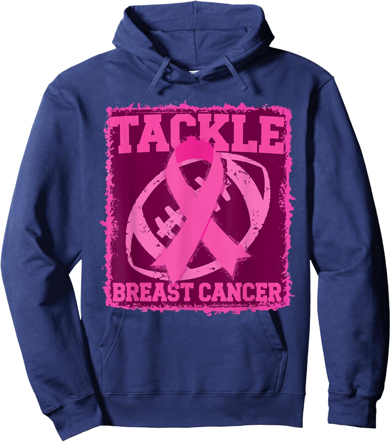 Tackle Breast Cancer Pink Ribbon American Fantasy Football Hoodie - Hoodie | Navy
