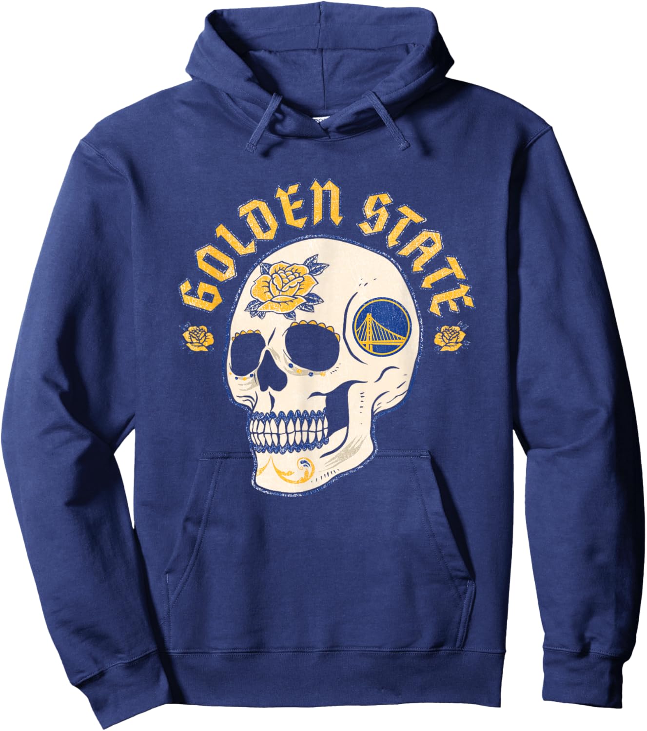 NBA Golden State Warriors Halloween Floral Skull Hoodie - Hoodie | Navy