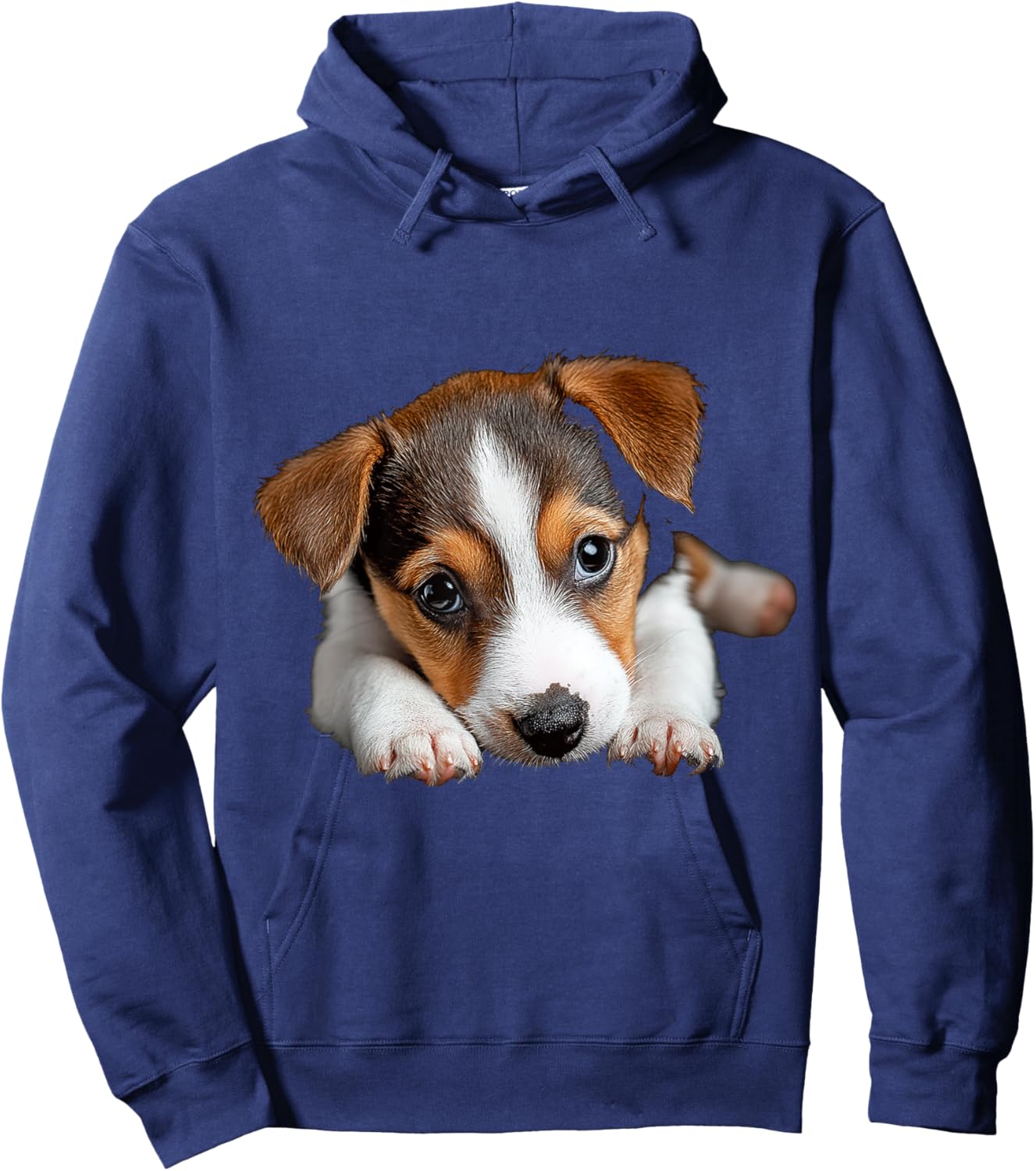 DogtastiQ -Adults & Kids Puppy Graphic Cartoon , Black, Small, Short Sleeve Hoodie - Hoodie | Navy