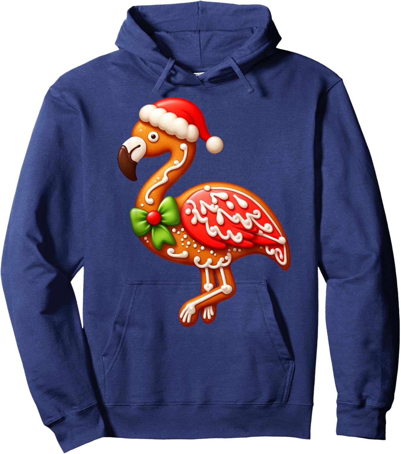 Funny Gingerbread Man Flamingo Christmas Kids Hoodie - Hoodie | Navy