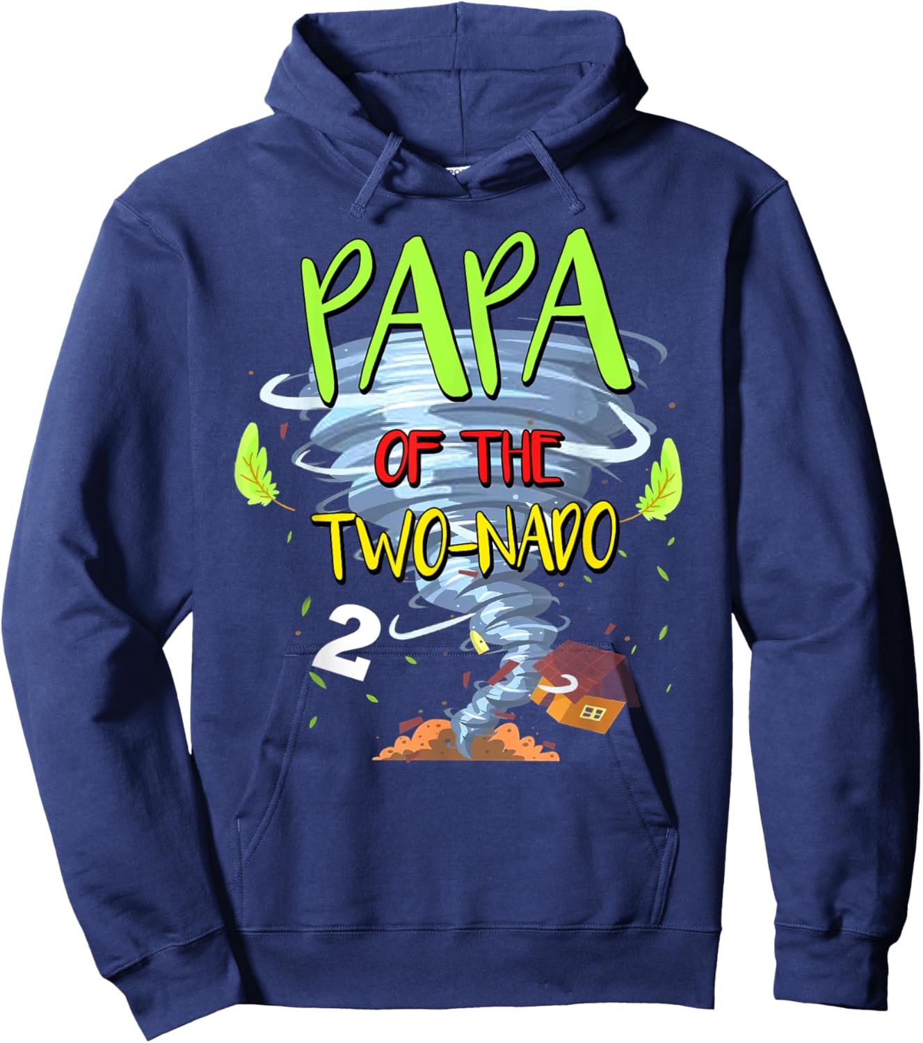 Papa of the Two-nado Tornado Theme 2nd Birthday Party Hoodie - Hoodie | Navy