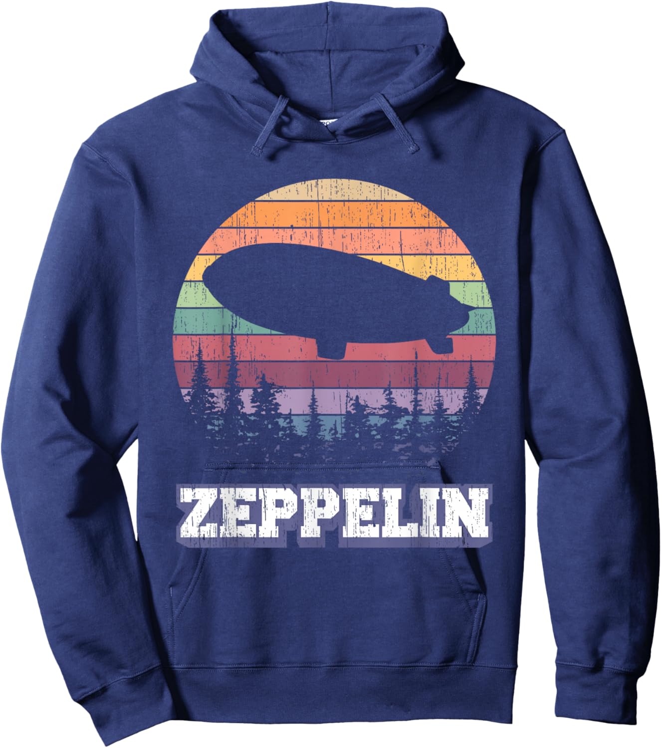 Vintage Zeppelin Funny Sunset Airship Pilot Dirigible Lovers Hoodie - Hoodie | Navy