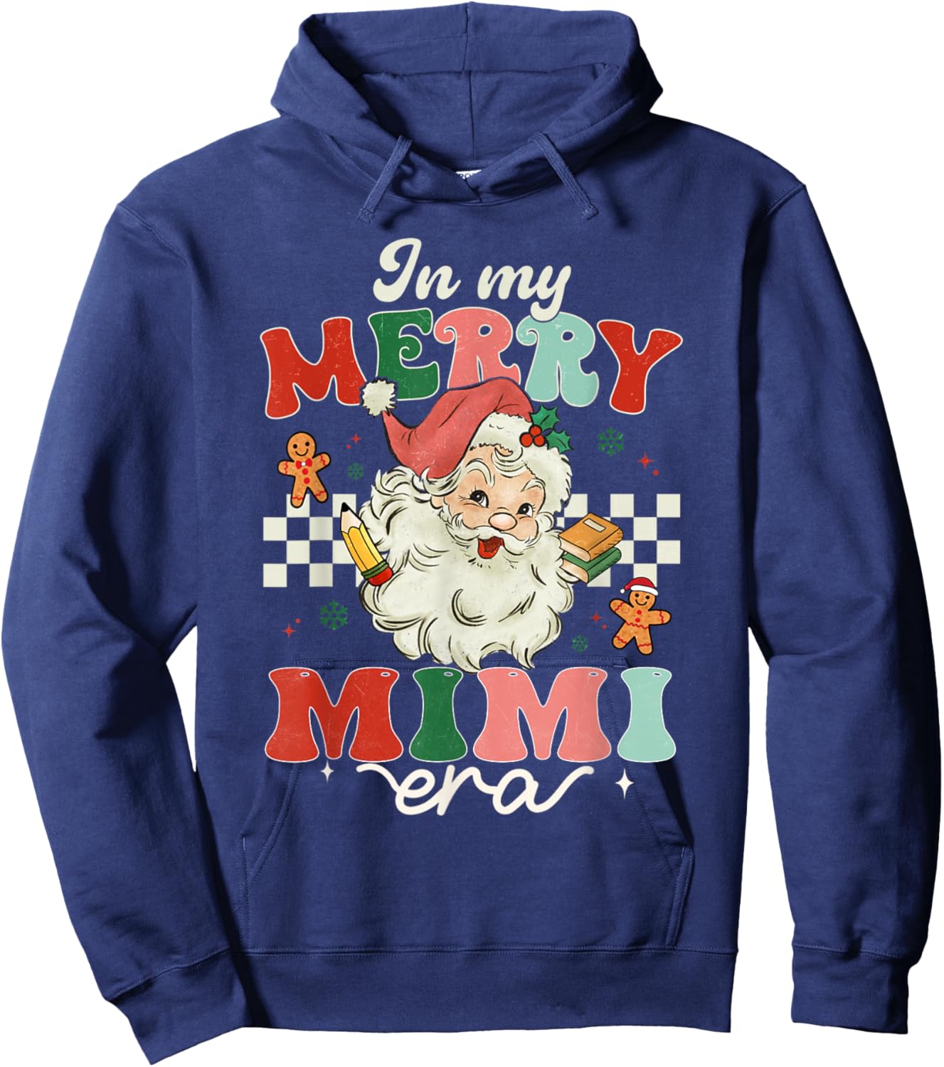 Retro In My Merry Mimi Era Christmas Decor Pajama Hoodie - Hoodie | Navy