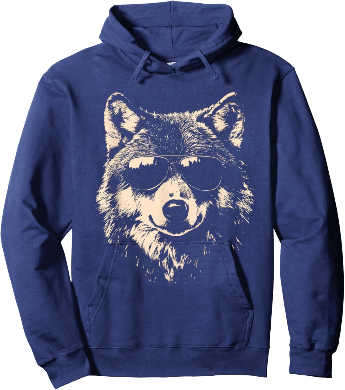 Funny Wolf Cool Rock and Roll Graphic Hoodie - Hoodie | Navy