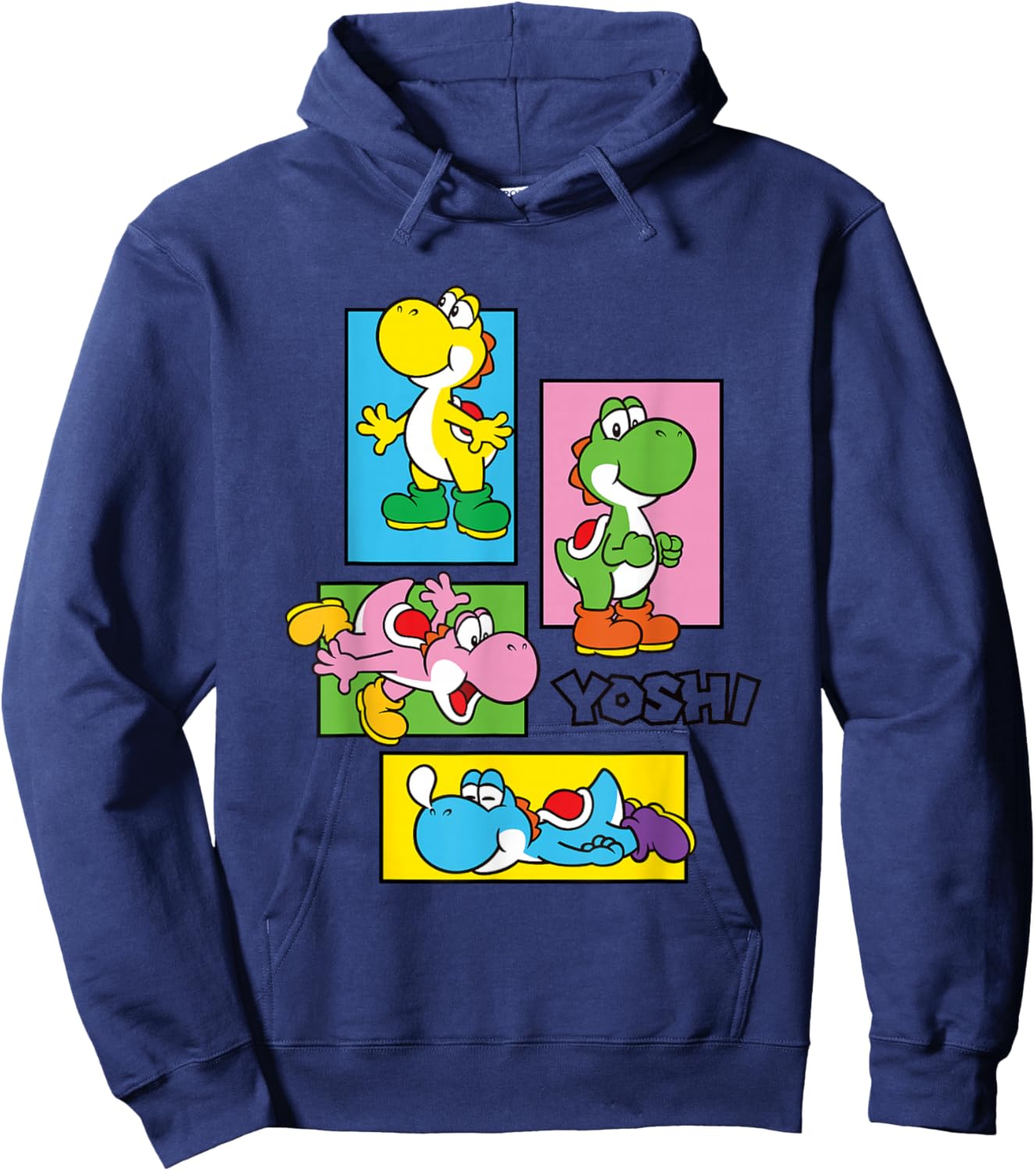 Super Mario Bros Yoshi Color Retro Expression Portraits Hoodie - Hoodie | Navy