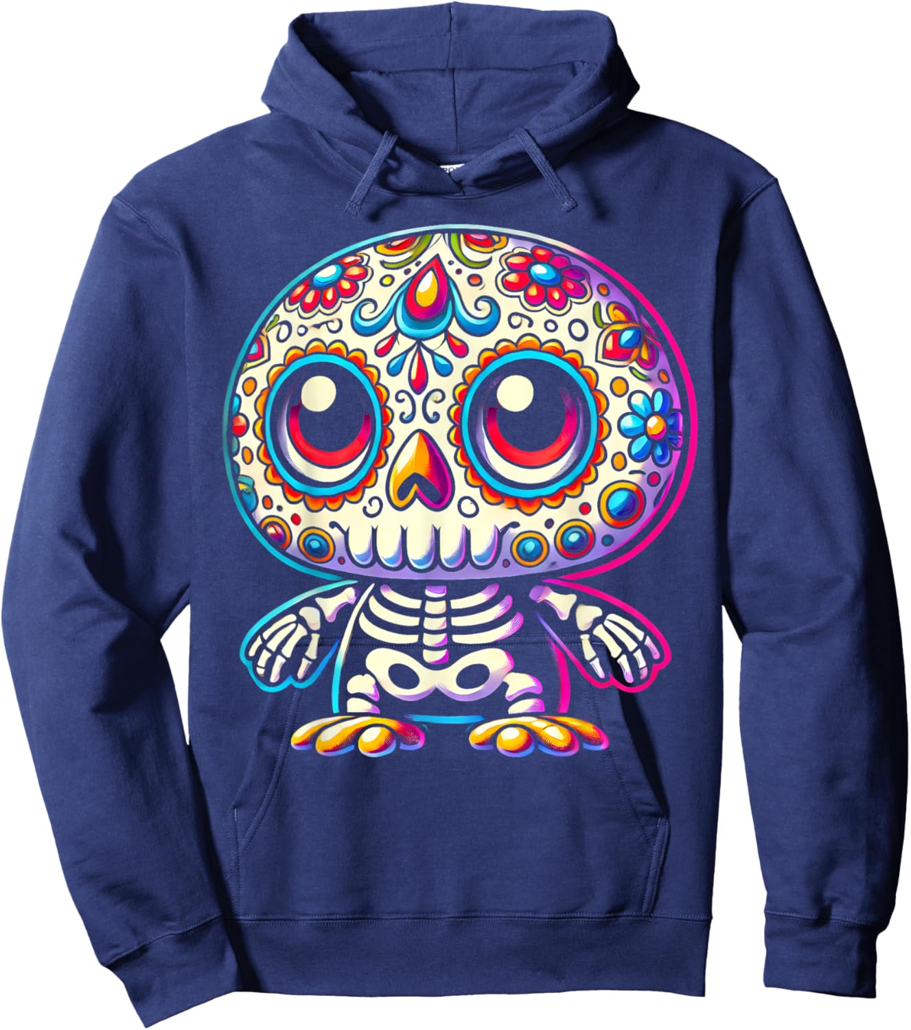 Adorable Día de Muertos Sugar Skull Penguin Day of the Dead Hoodie - Hoodie | Navy