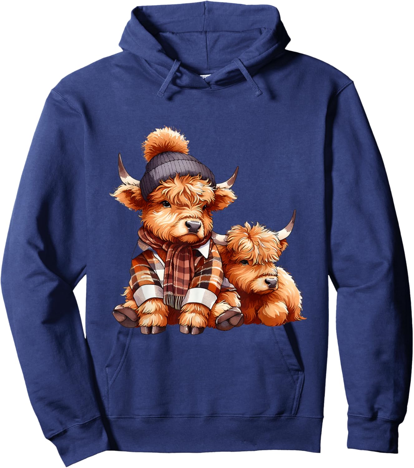 Cute Baby Highland Cow Fall Autumn Thanksgiving Kids Women Hoodie - Hoodie | Navy