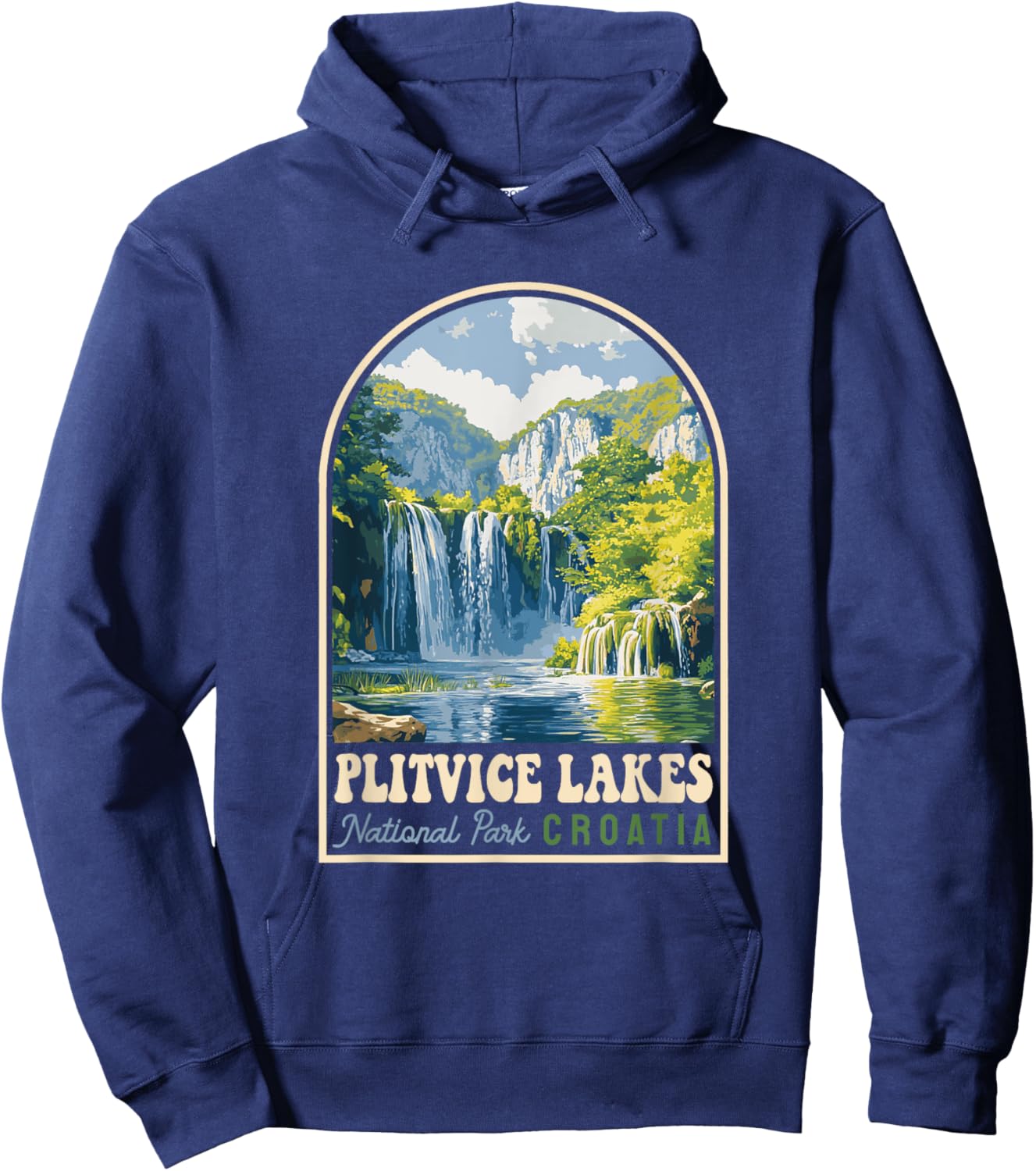 Plitvice Lakes National Park Croatia Souvenir Retro Hoodie - Hoodie | Navy
